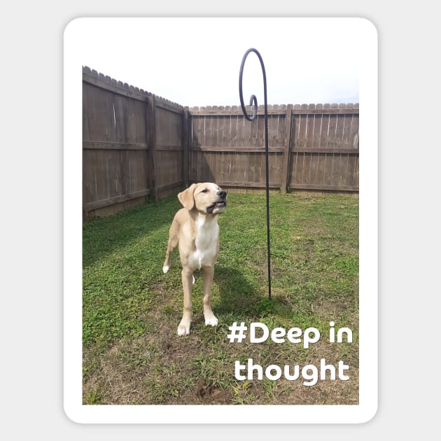 Hashtag Deep in Thought - Funny Puppy Thinking Sticker by PandLCreations